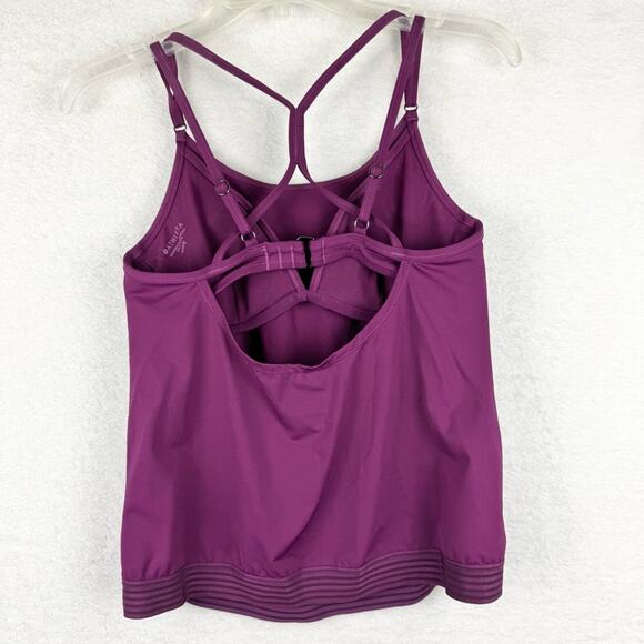 Athleta Cross Back Swim Blousy Tankini In Velvet Plum Size 32B/C Athletic Sporty - Picture 7 of 14